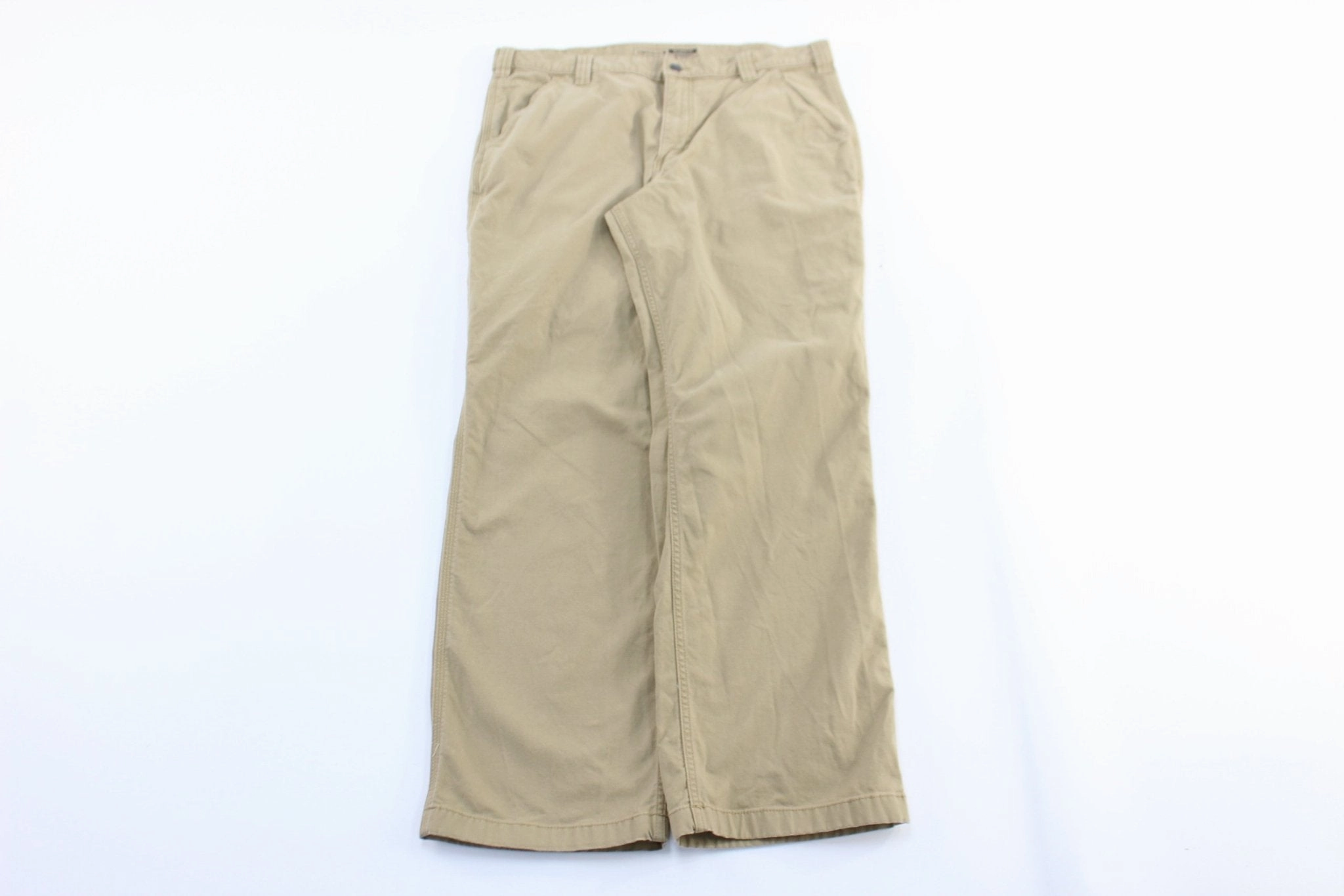 Tapered Leg Design Carhartt Logo Patch Light Tan Relaxed Fit Pants