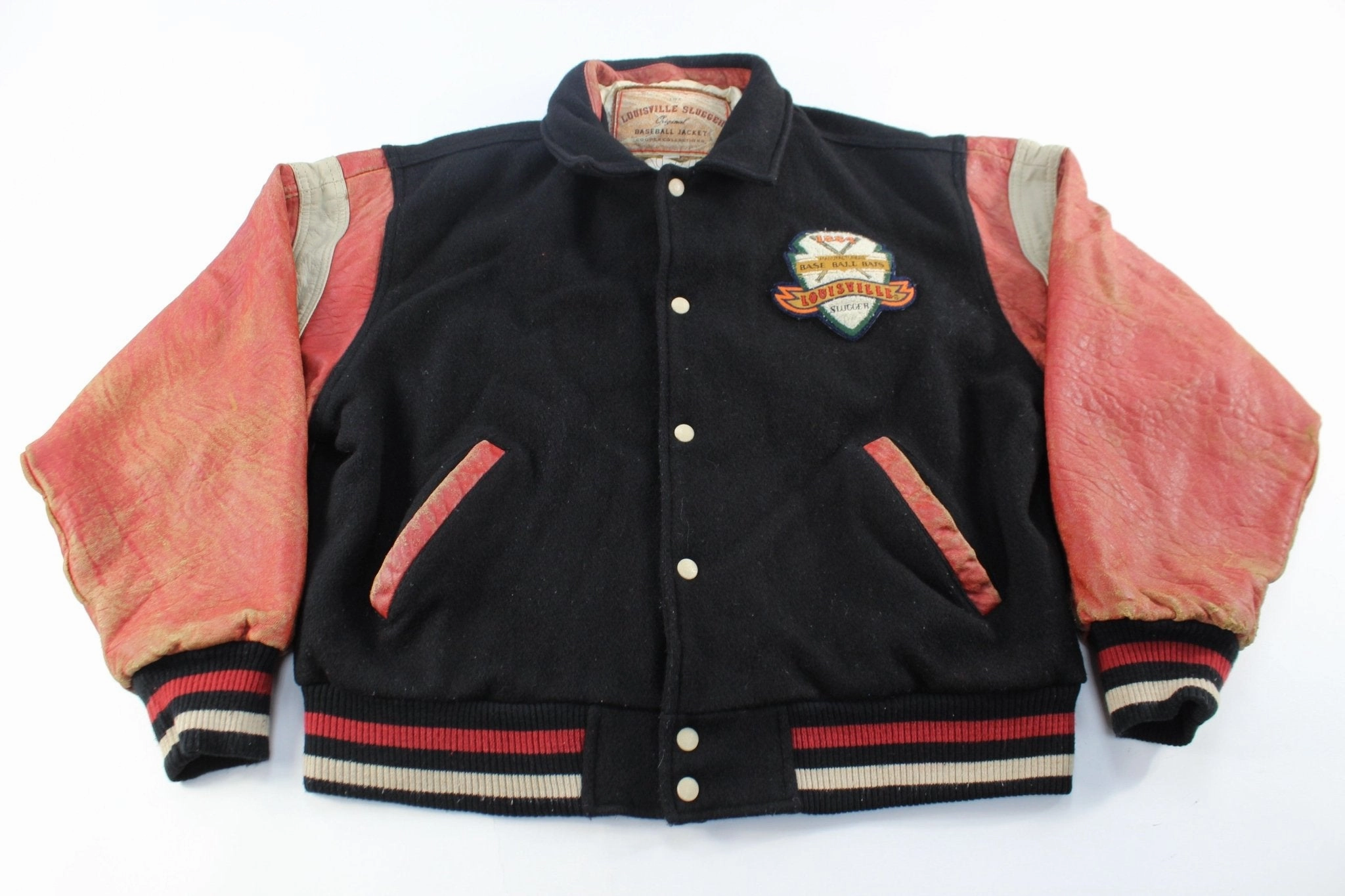 spring outfit Noise Free Material Louisville Slugger Leather Baseball Varsity Jacket