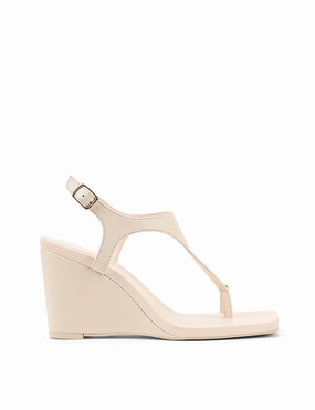 Melbourne Strappy Wedges - Cream White Leather Fashionable Pumps