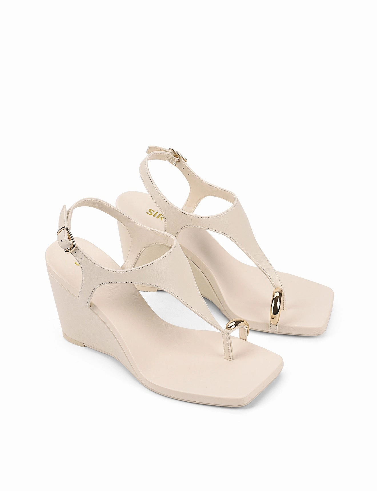 Melbourne Strappy Wedges - Cream White Leather Removable Footbed