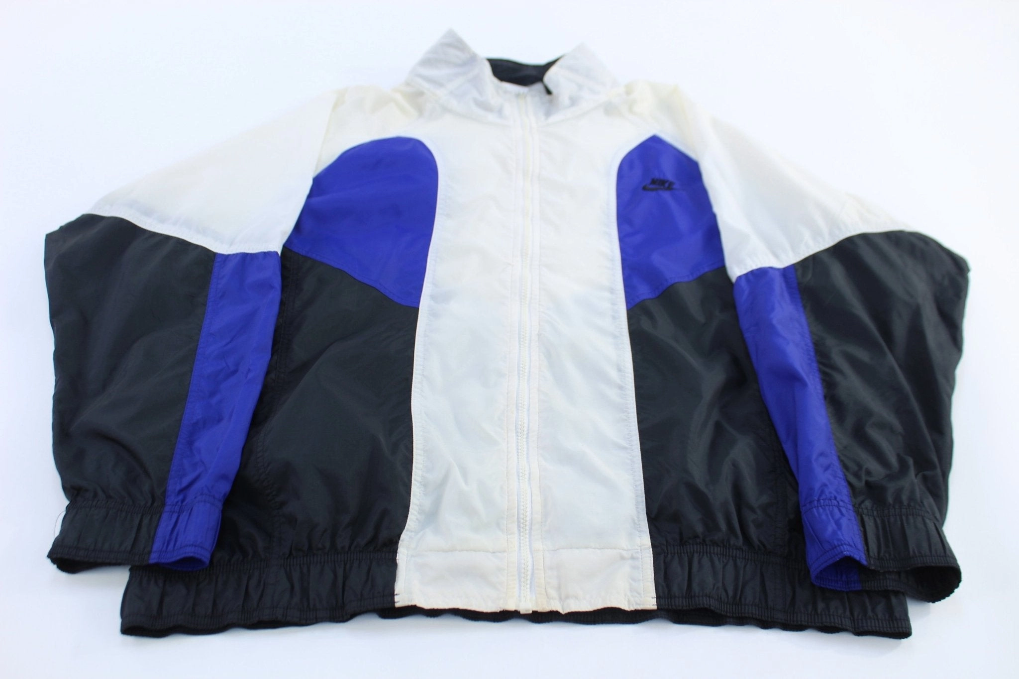 90's Nike Embroidered Logo Full Zip Windbreaker Jacket FleeceBacking Breathable mesh lining