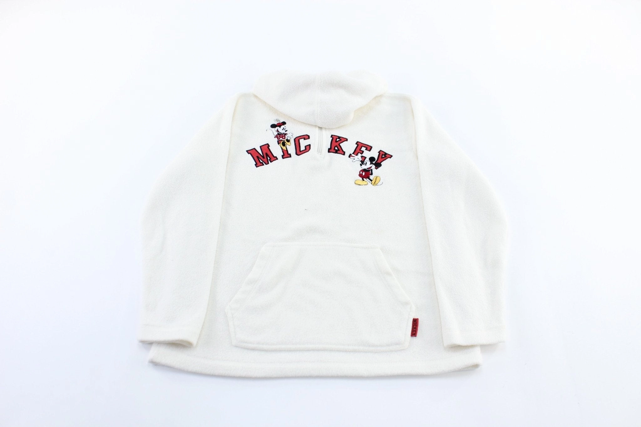 Women's Mickey Mouse Embroidered White Fleece Pullover Jacket Outdoor Utility Outdoor Jacket