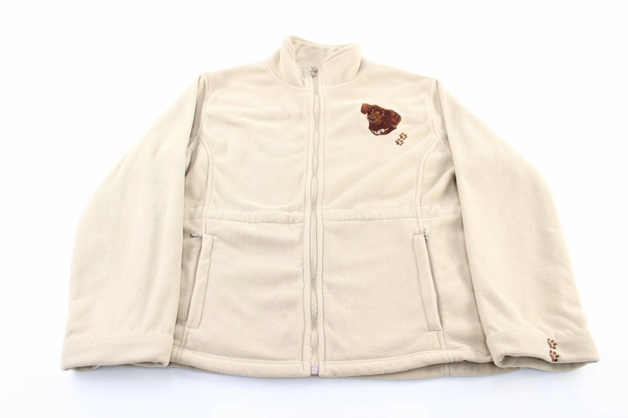 Seamless Seams Hardware Women's Dog Embroidered Fleece Zip Up Jacket