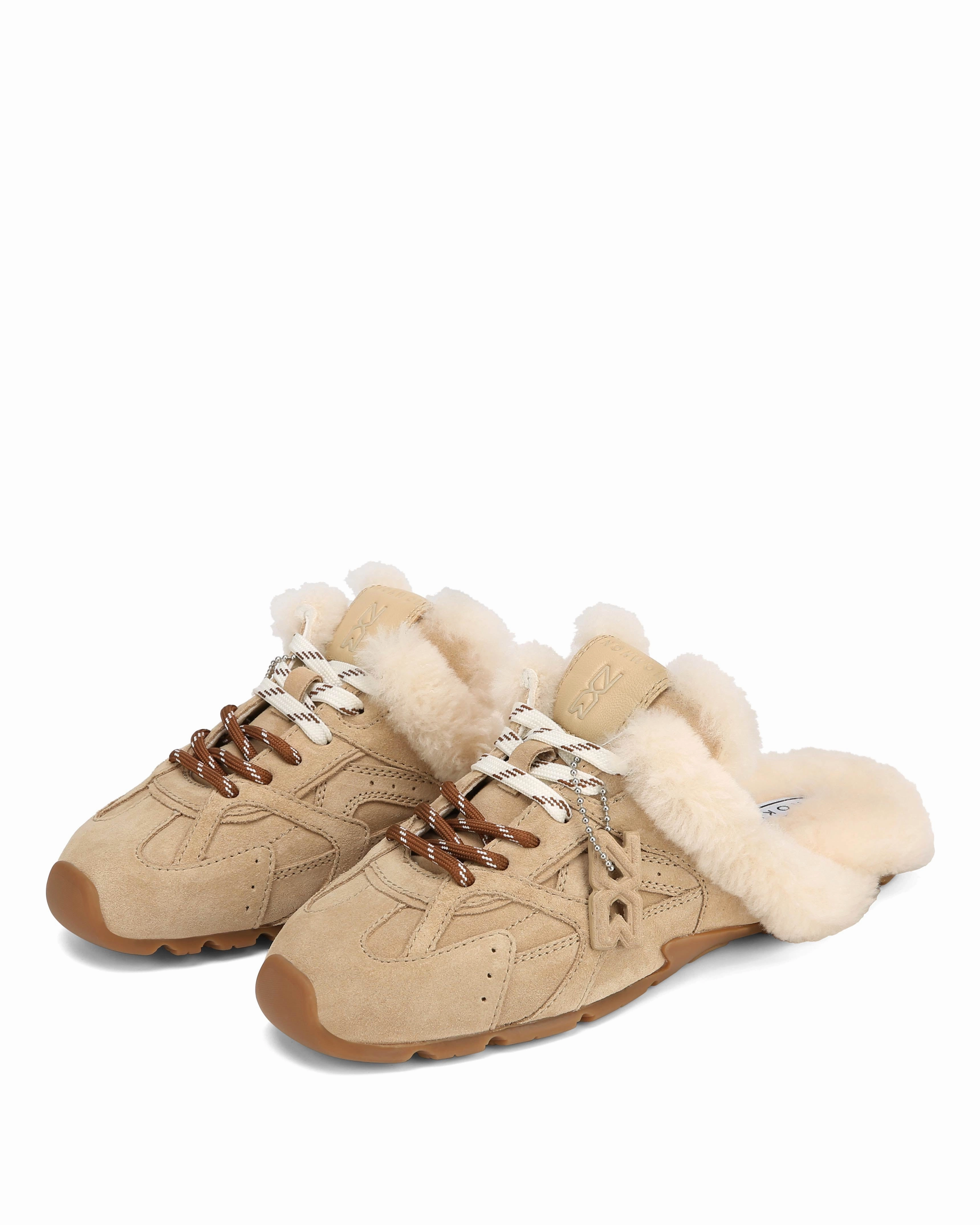 Elastic Atlas Mule Beige Suede