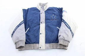 90's Dallas Cowboys Embroidered Pro Player Zip Up Jacket Zip Front yoga enthusiasts