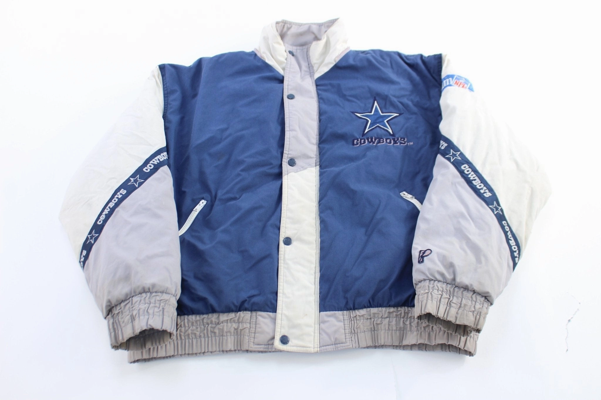 90's Dallas Cowboys Embroidered Pro Player Zip Up Jacket Zip Front yoga enthusiasts