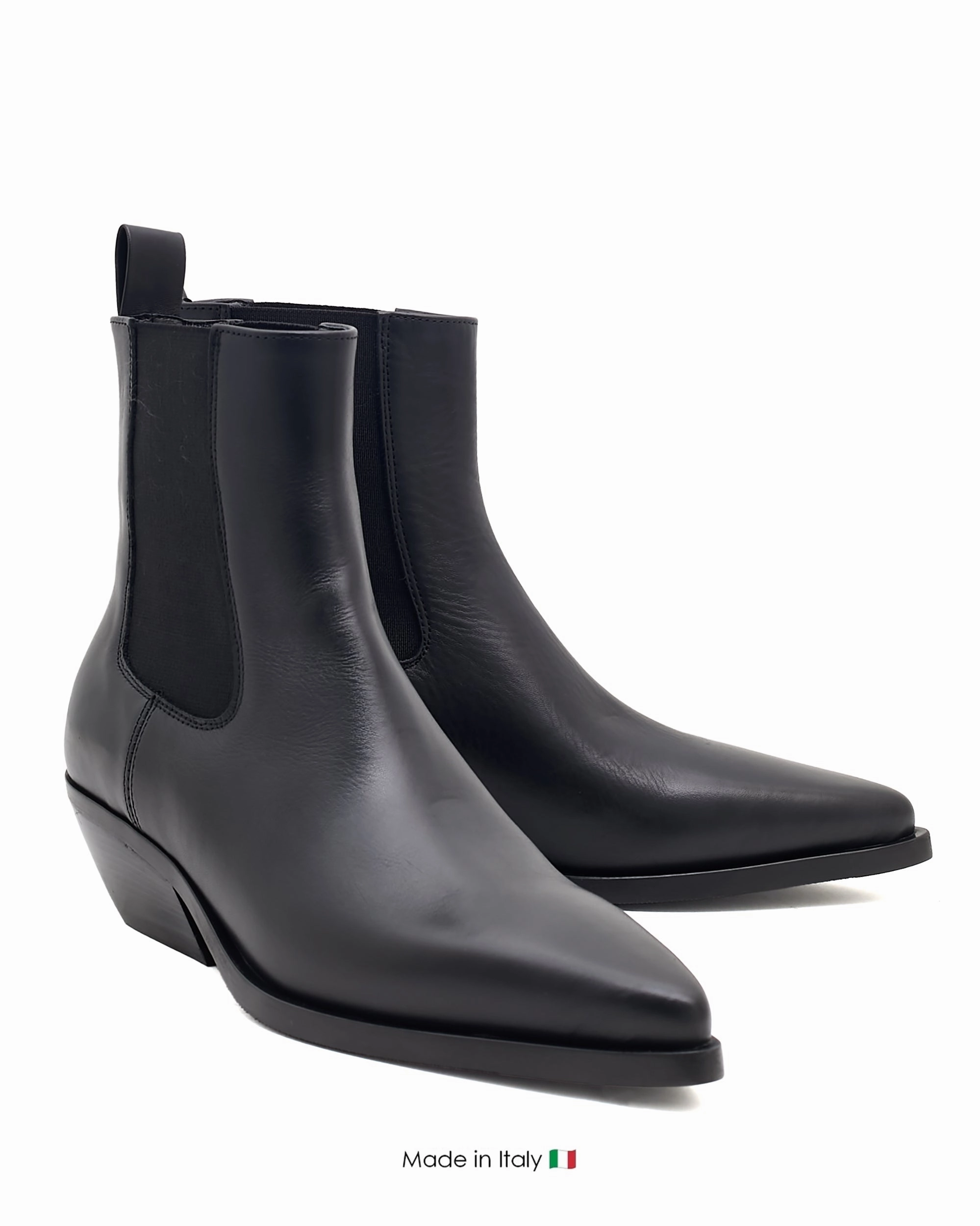 Sporty Heeled Shoes Fashion Footwear E4020 Black Boot Leather