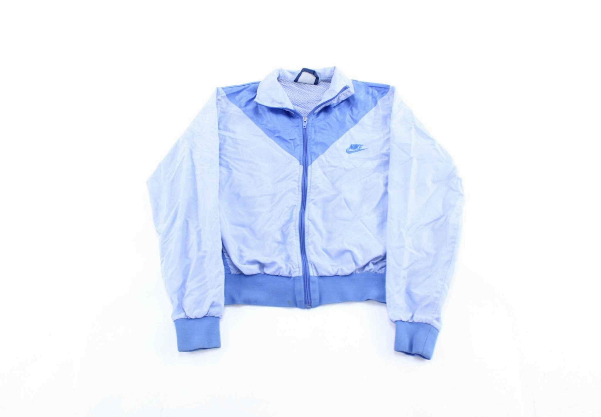 Women's 80's Nike Embroidered Logo Blue Zip Up Jacket Lightweight insulation