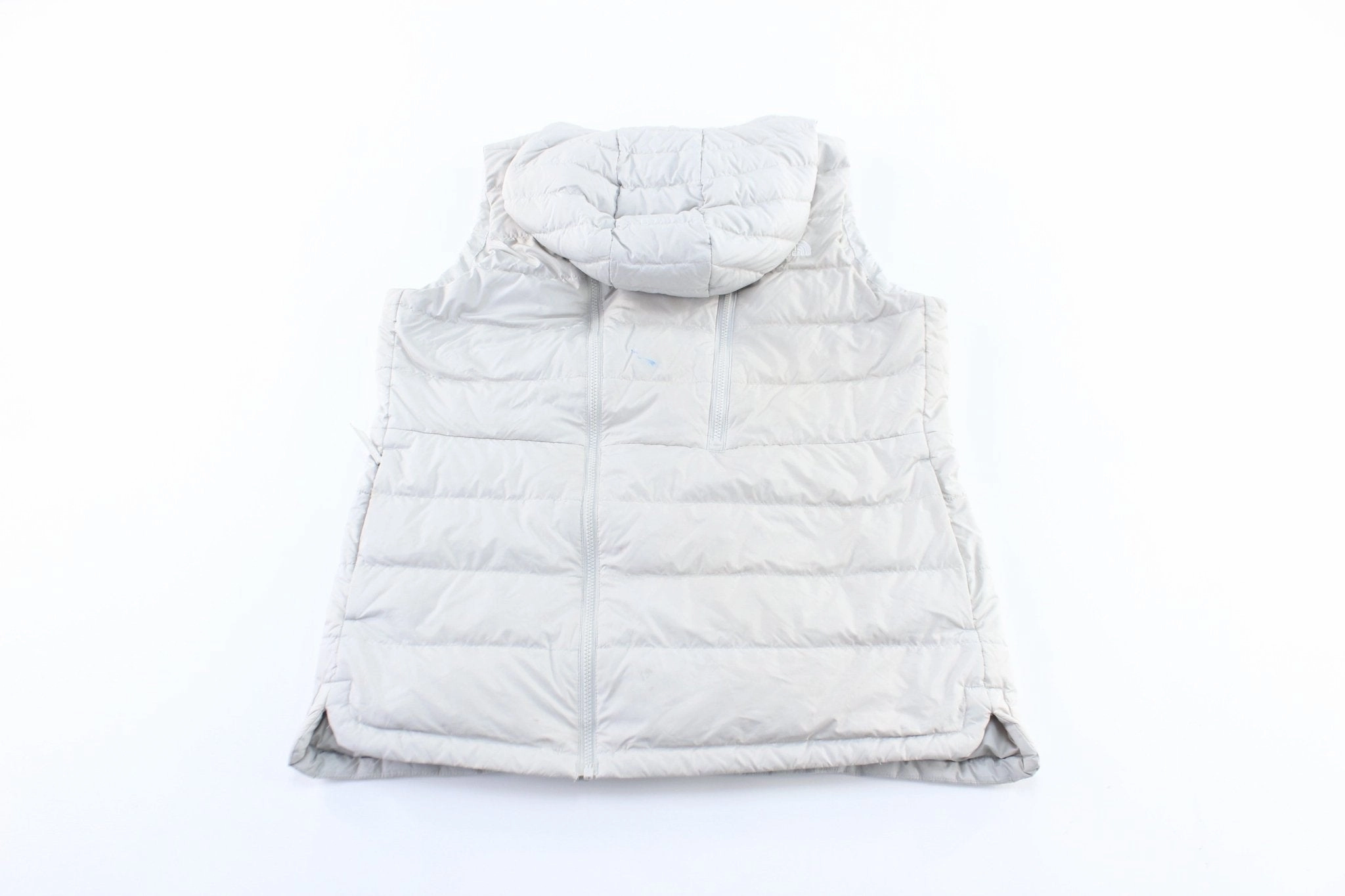 Women's The North Face Embroidered Logo White Zip Up Vest city lights