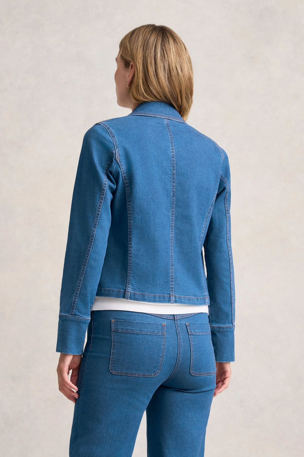 Noise Free Fabric Cropped Denim Jacket - Denim Denim
