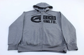 Ecko Unltd. Embroidered Logo Grey Full Zip Hoodie Chilly Day