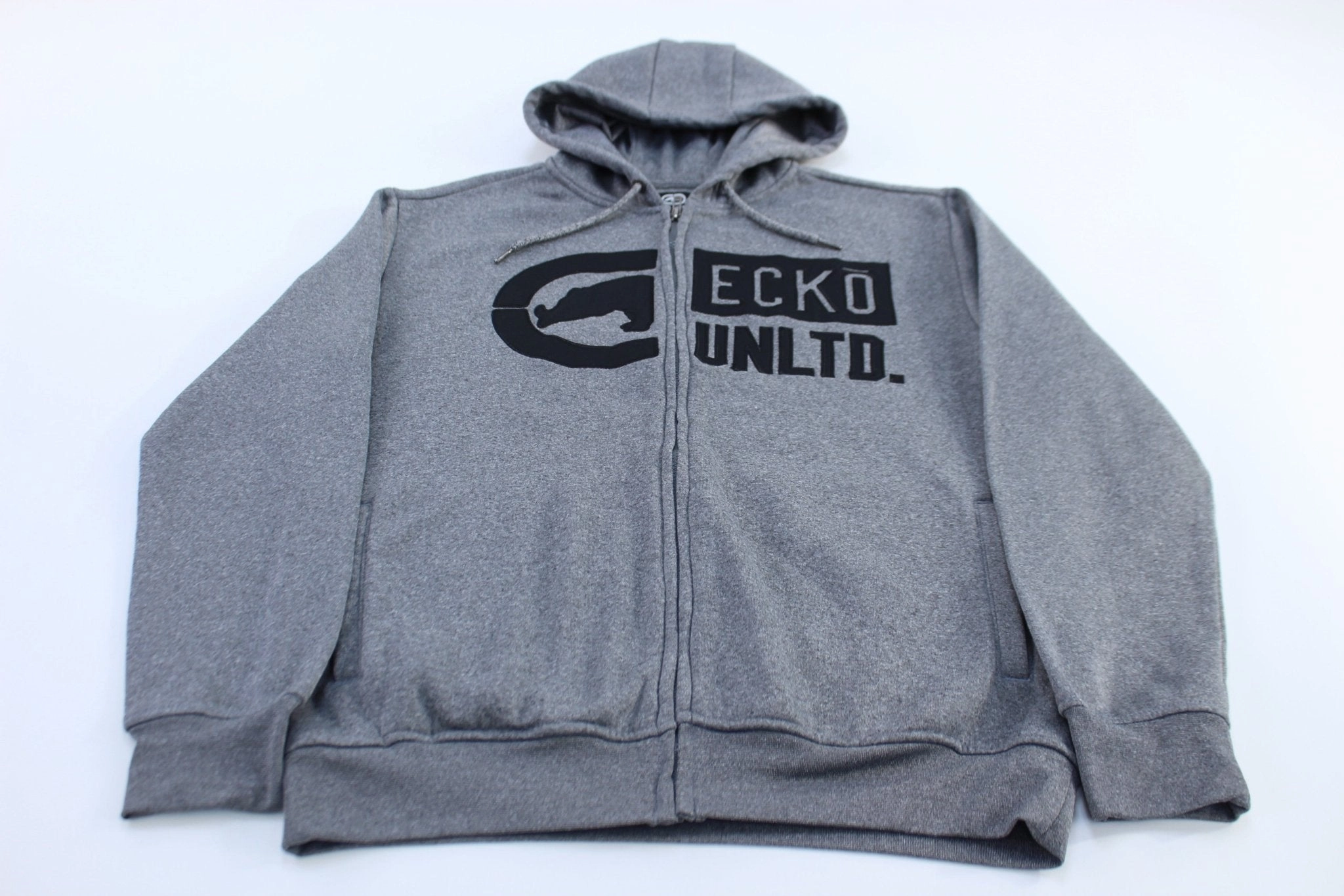 Ecko Unltd. Embroidered Logo Grey Full Zip Hoodie Chilly Day