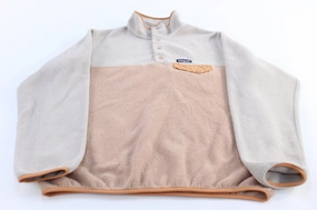 Women's Patagonia Synchilla Logo Patch Pink & Cream Snap-T Fleece Pullover Dream