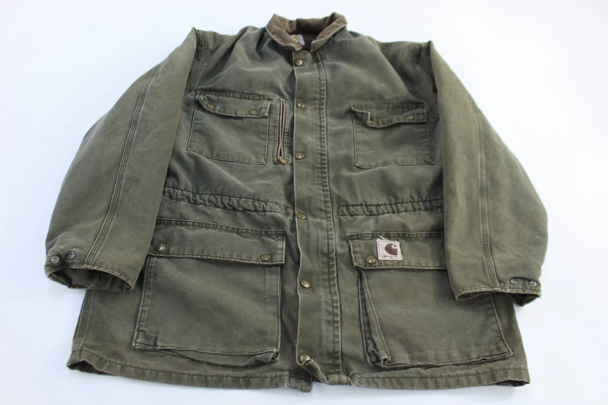 suitable for summer sports Carhartt Logo Patch Green Blanket Lined Barn Jacket