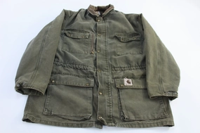 suitable for summer sports Carhartt Logo Patch Green Blanket Lined Barn Jacket
