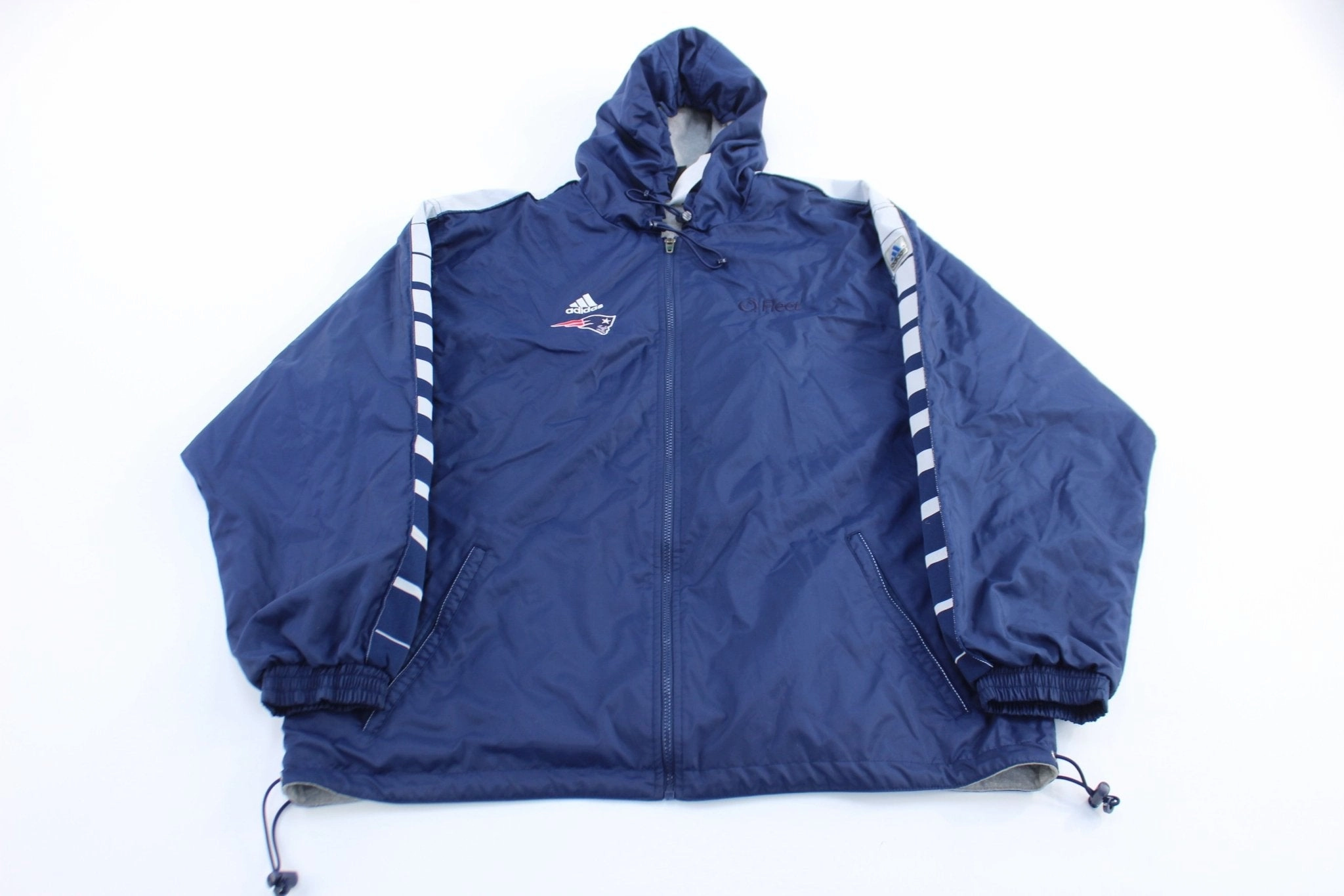 90's Adidas Embroidered Logo New England Patriots Zip Up Jacket astronauts Slim-fit