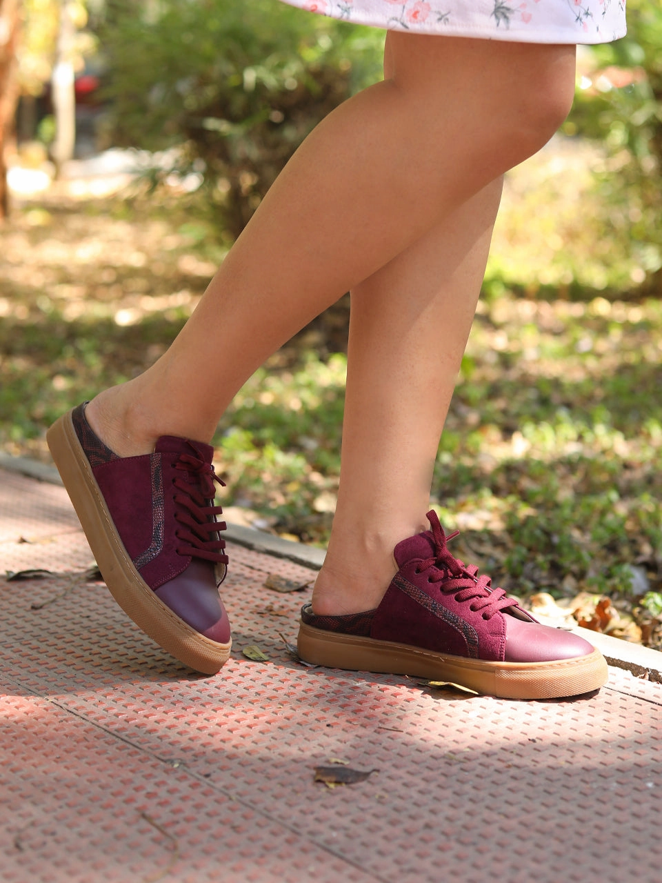 Nicola Maroon Flat Sneakers Eco Wear Sneaker Accessories