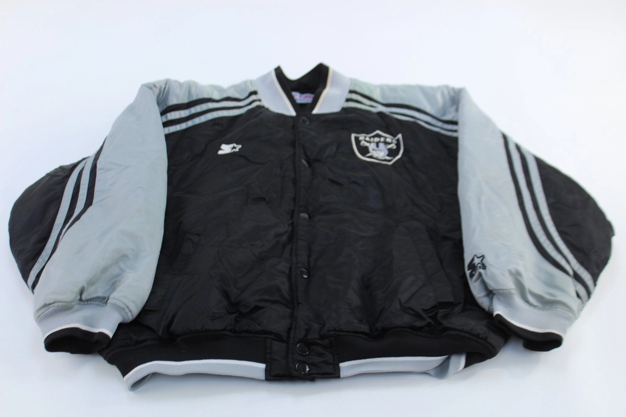 suitable for religious ceremonies 90's Raiders Football Embroidered Starter Bomber Jacket