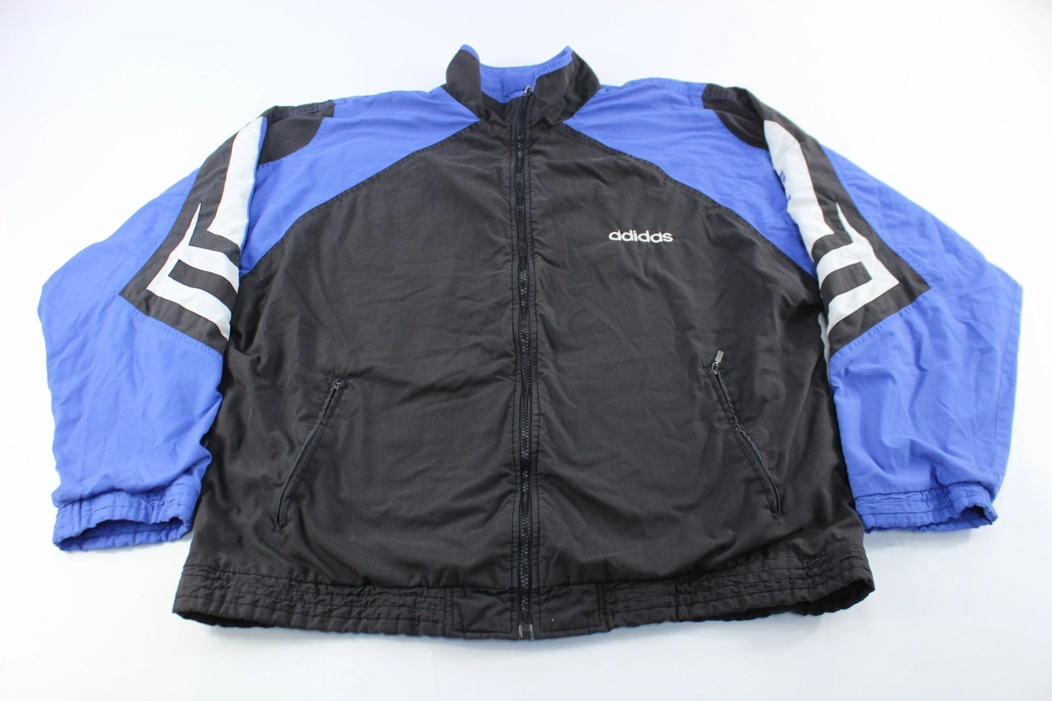 Adidas Embroidered Logo Black & Blue Zip Up Jacket Condition City Life
