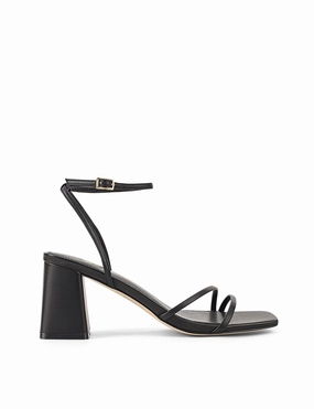 Stacie Block Heel Sandals - Black Leather Pack Smart