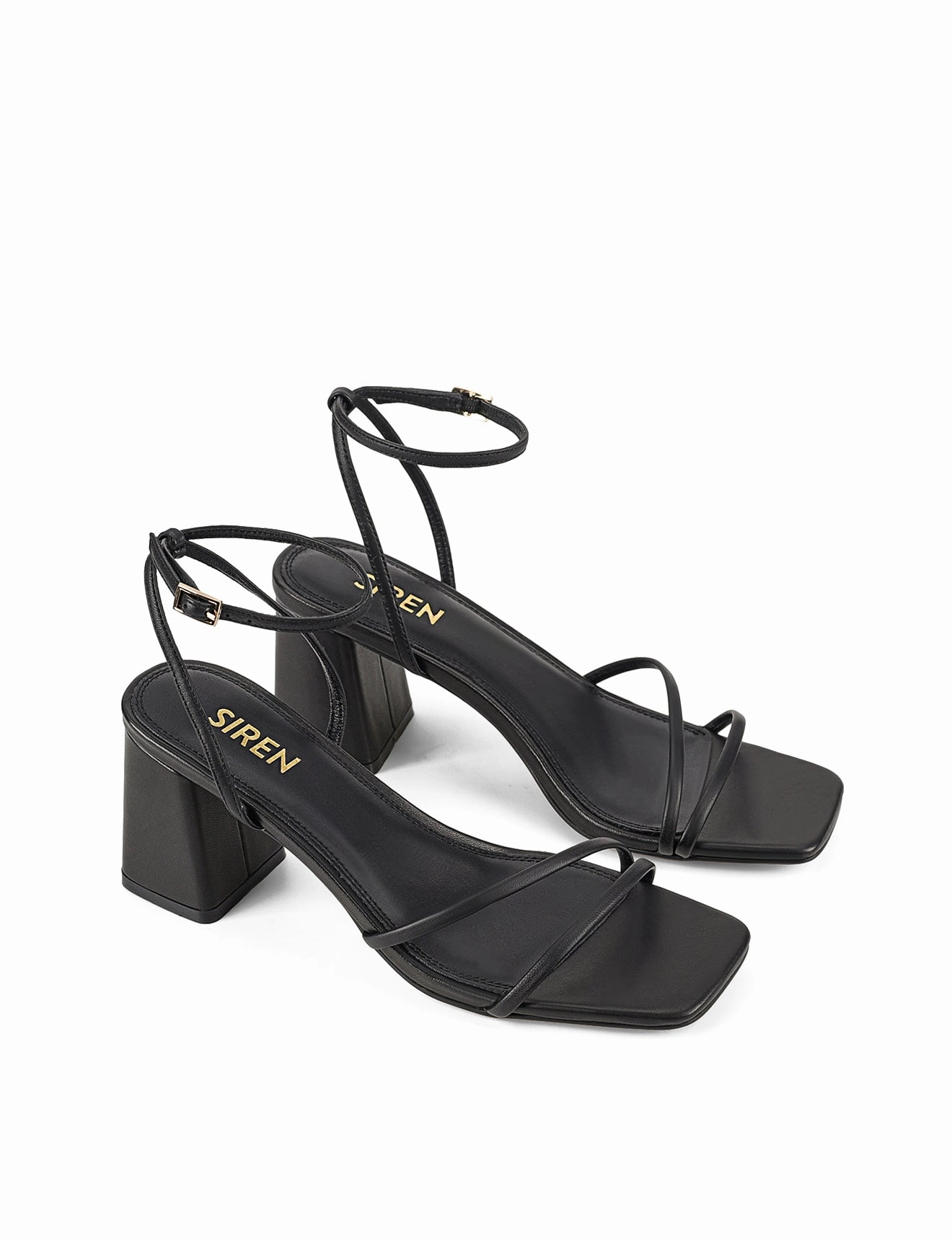 Must Have Stacie Block Heel Sandals - Black Leather