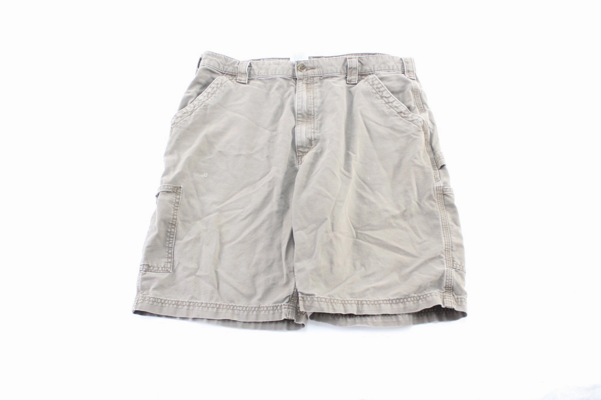 Carhartt Logo Patch Light Brown Carpenter Shorts Ripstop Texture Seamless Design