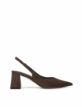 Toe Space Stable base Yankee Slingback Block Heel - Chocolate Brown Suede