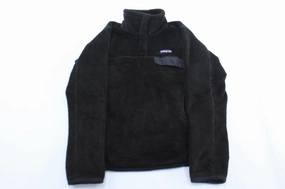 Women's Patagonia Logo Patch Black Snap-T Pullover Adjustable Water Repellent Finish