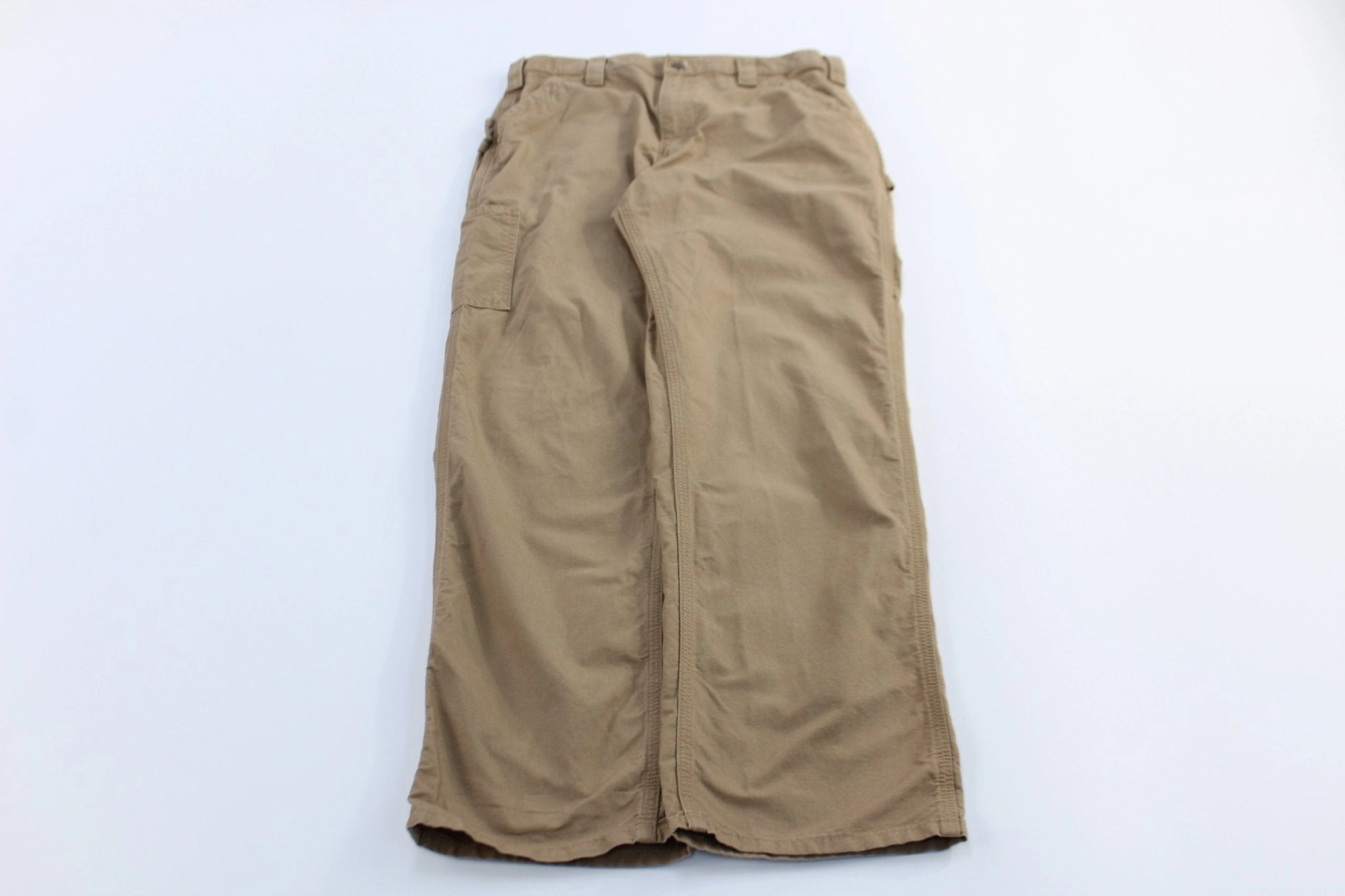 Carhartt Logo Patch Tan Original Dunagree Fit Pants Adaptable Design