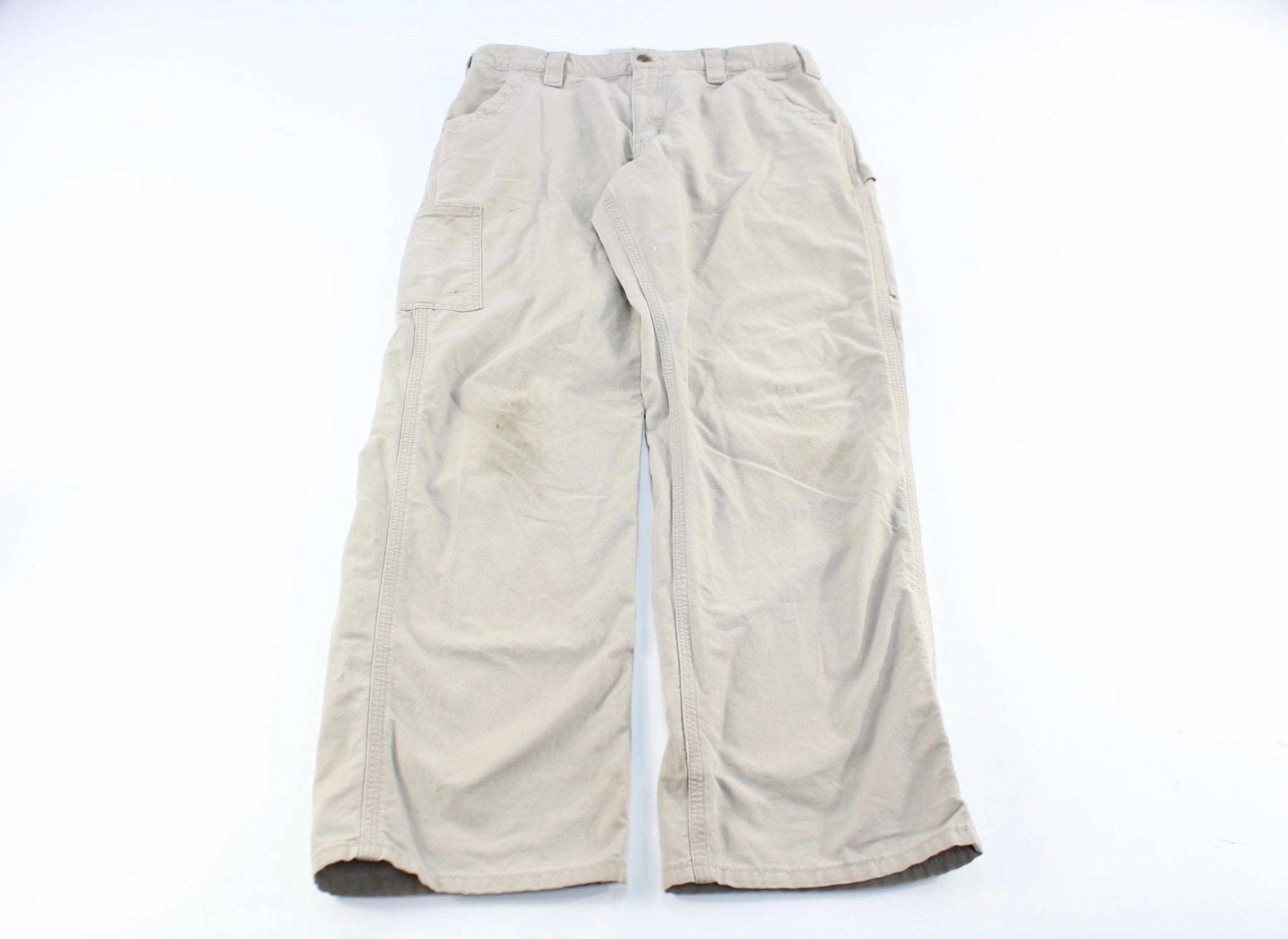 Carhartt Logo Patch Beige Pants Anti Snag Threading Polished Look