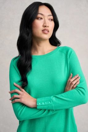 Overlock Edge Finish Lightweight Open Weave Extra Fine Merino Jumper - Bright Apple