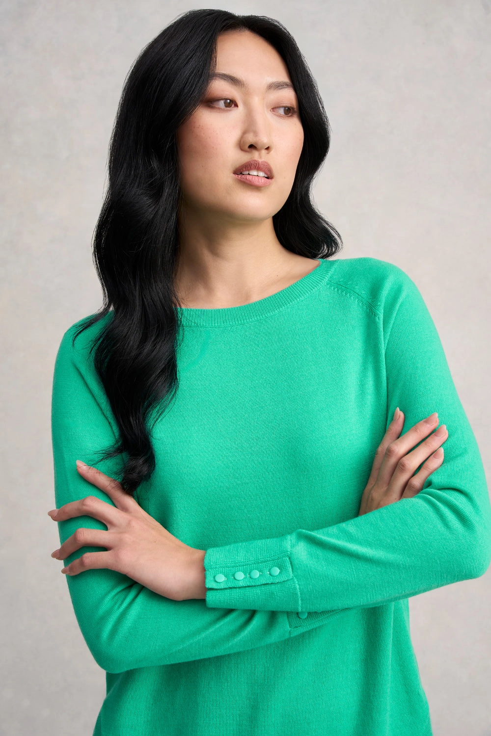 Overlock Edge Finish Lightweight Open Weave Extra Fine Merino Jumper - Bright Apple