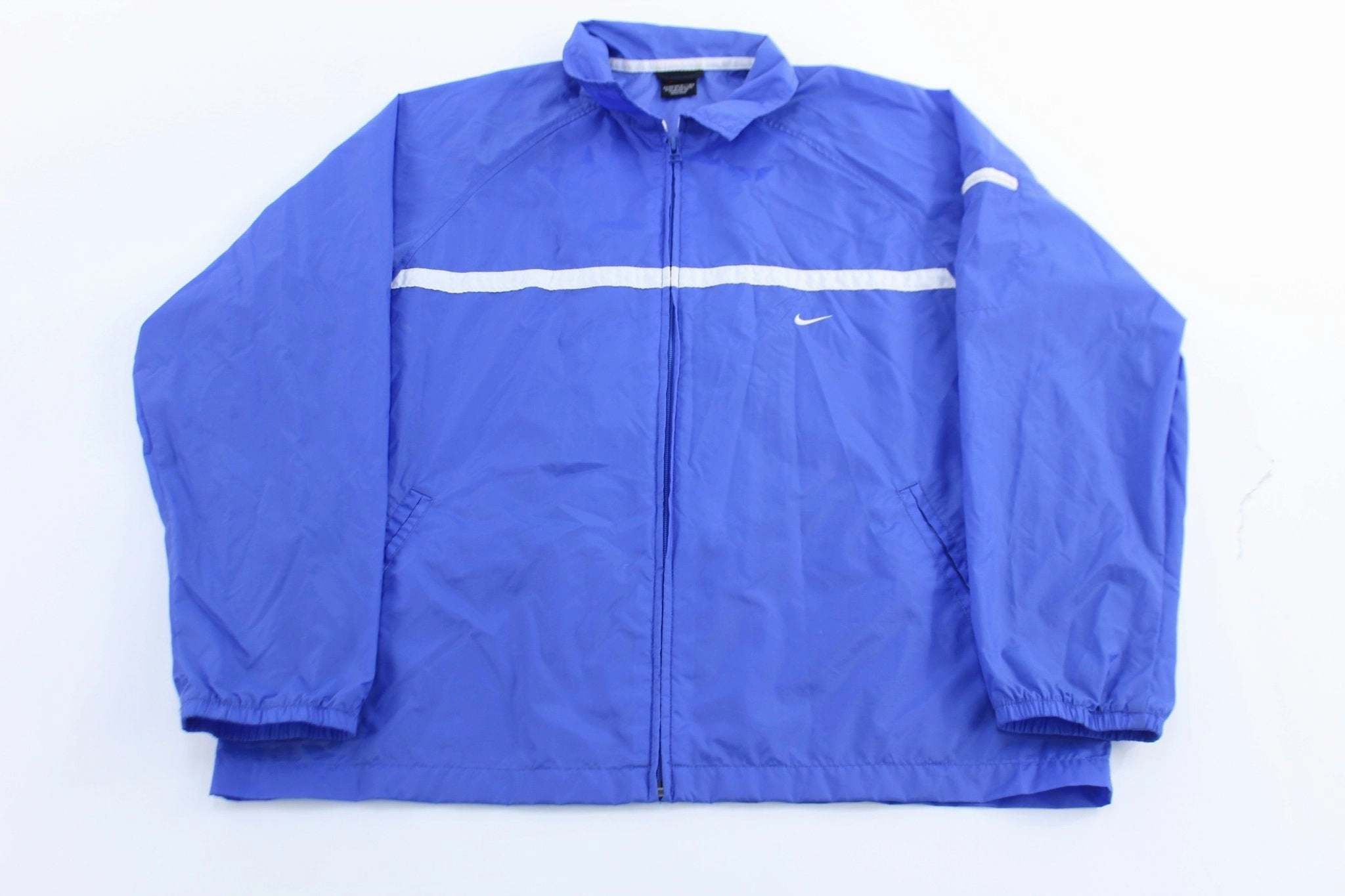 Women's Y2K Nike Embroidered Logo Blue & White Zip Up Jacket Morning Layer snowy