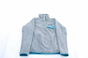 Women's Patagonia Logo Patch Grey & Teal Snap-T Pullover Jacket Ergonomic Cut Travel Protection