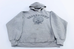 Compression Strap Adjustment 90's Georgetown University Grey Pullover Hoodie