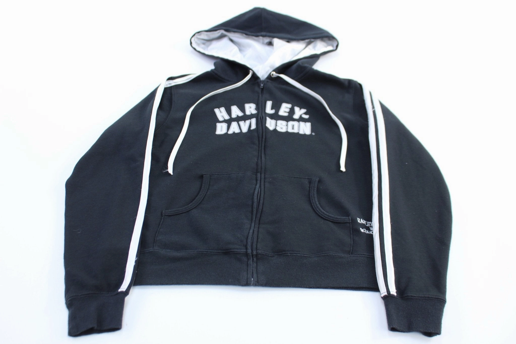 Women's Harley Davidson Motorcycles Oklahoma City, Oklahoma Striped Hoodie beach bonfire Patched