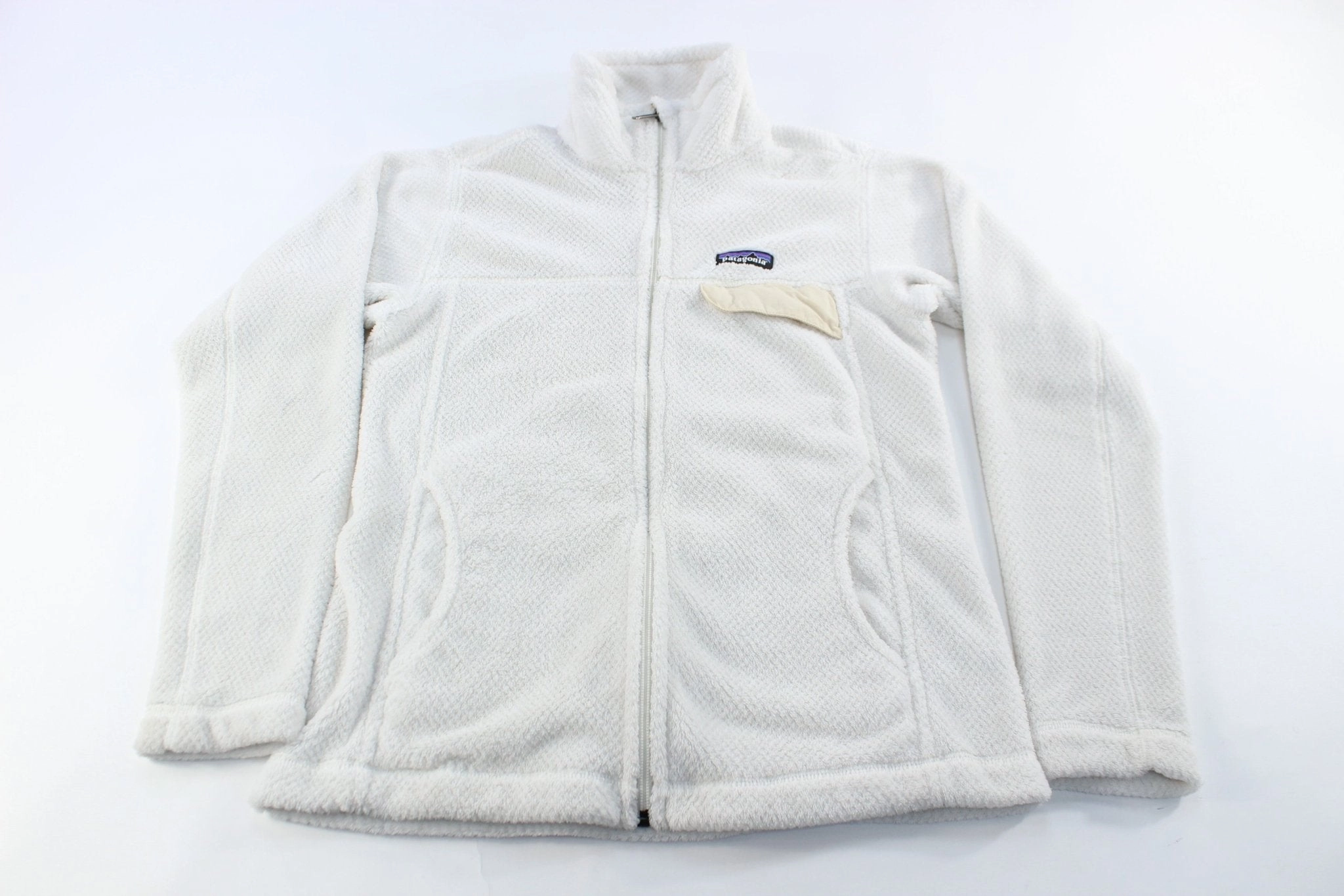 Women's Patagonia Logo Patch White Zip Up Jacket Fast Paced