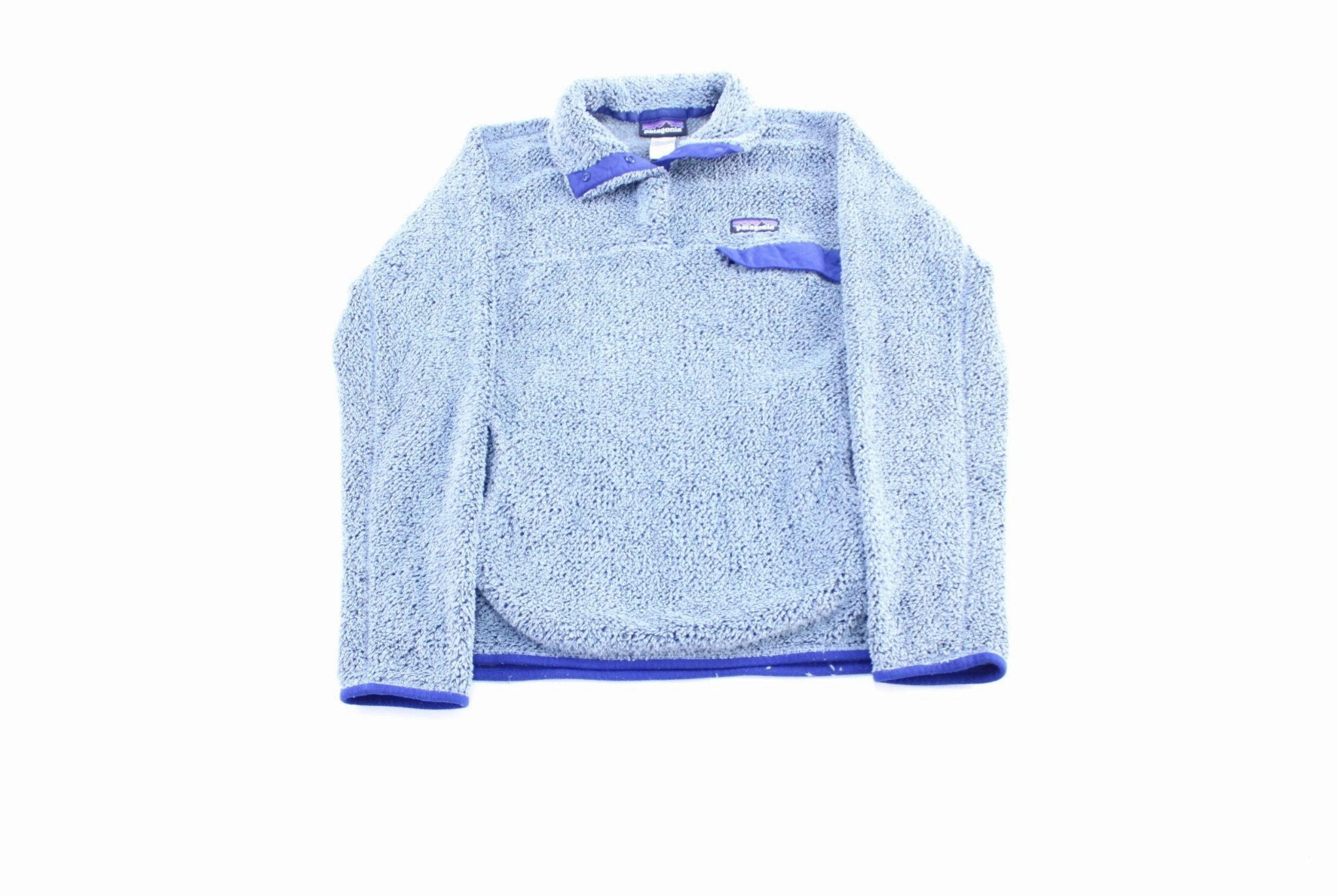 suitable for advertising campaigns Practical Wear Women's Patagonia Logo Patch Blue Fleece Pullover Jacket