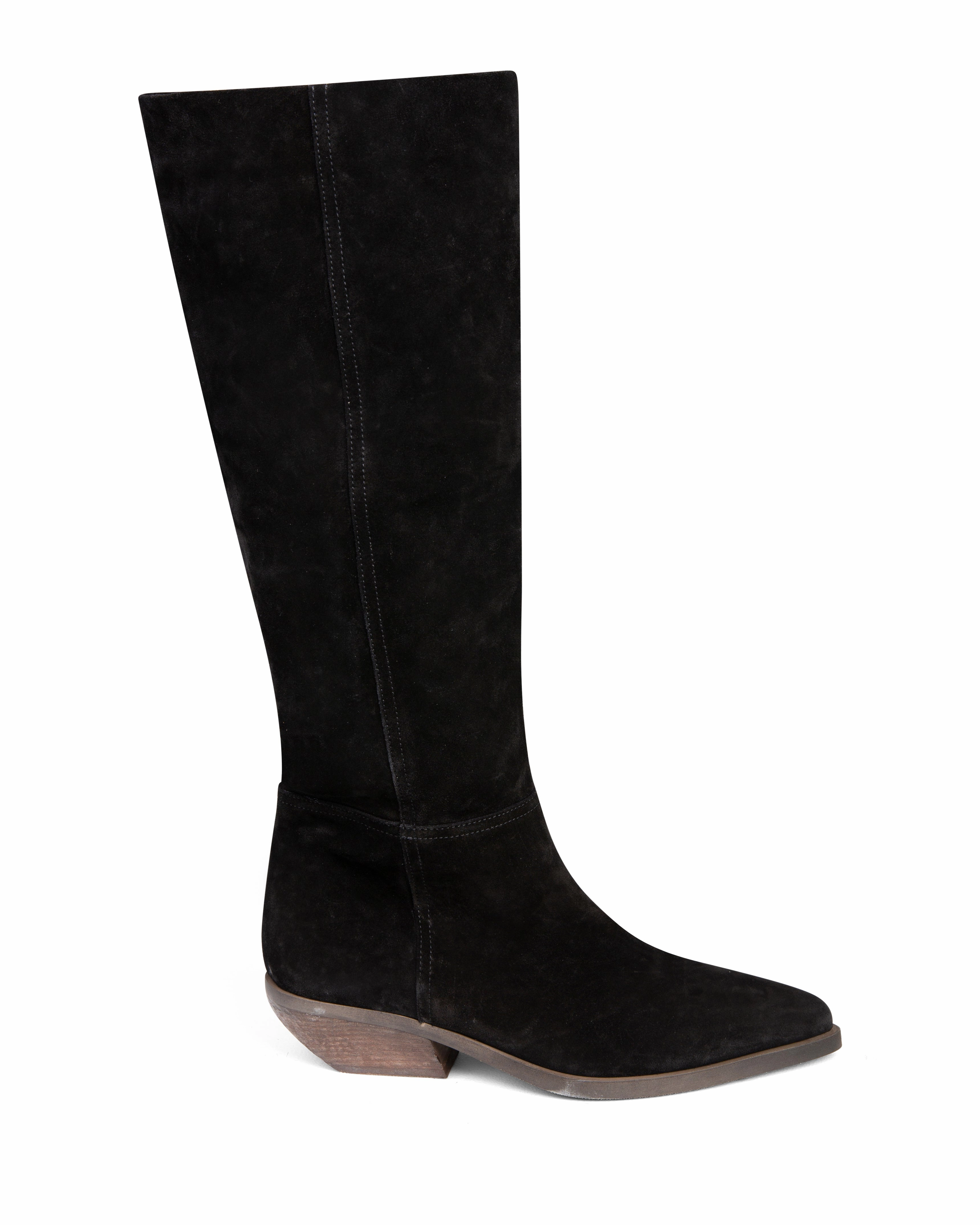 Street-Ready Boots Western Knee High Boot Black Suede E4522