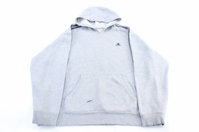 Y2K Adidas Embroidered Logo Grey & Black Striped Pullover Hoodie Prevent