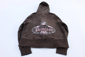 Women's Disney Princess Brown Full Zip Velour Jacket NonRestrictive Armholes