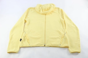 Women's Adidas Embroidered Logo Yellow Fleece Jacket Stretchable Material Give