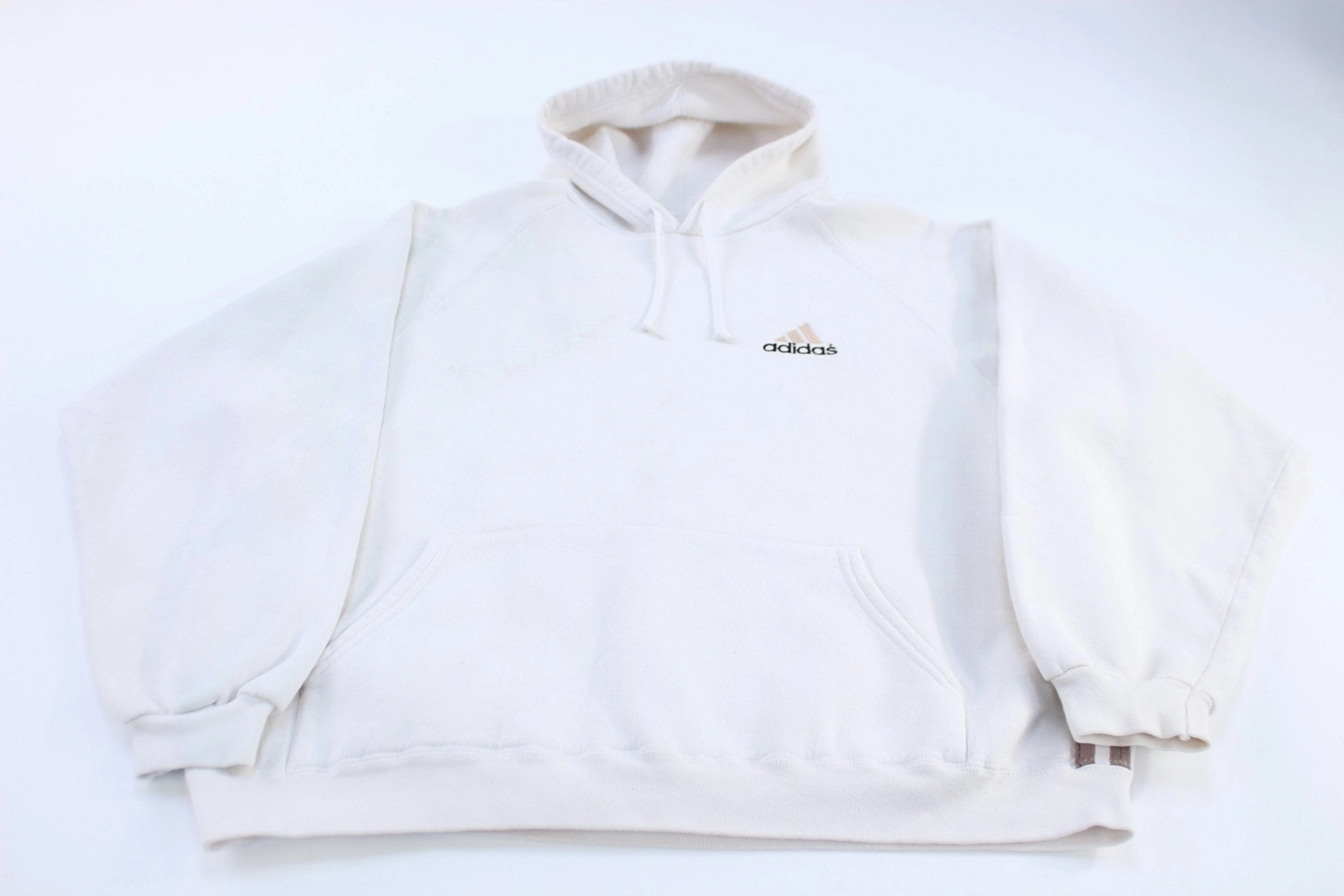 Badge Versatile Shell 90's Adidas Embroidered Logo White Pullover Hoodie