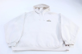 Badge Versatile Shell 90's Adidas Embroidered Logo White Pullover Hoodie