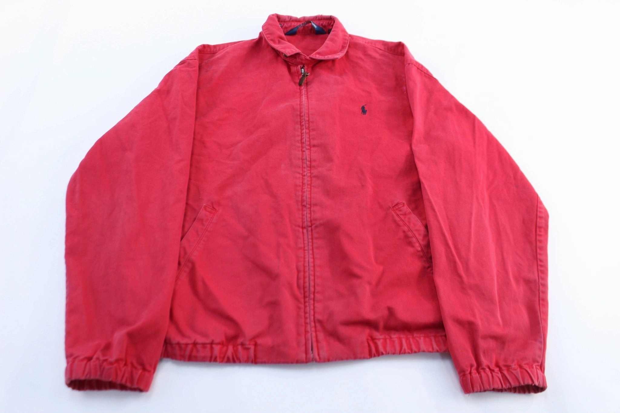 90's Polo Ralph Lauren Embroidered Logo Red Zip Up Jacket Sleek Outerwear suitable for casual gatherings