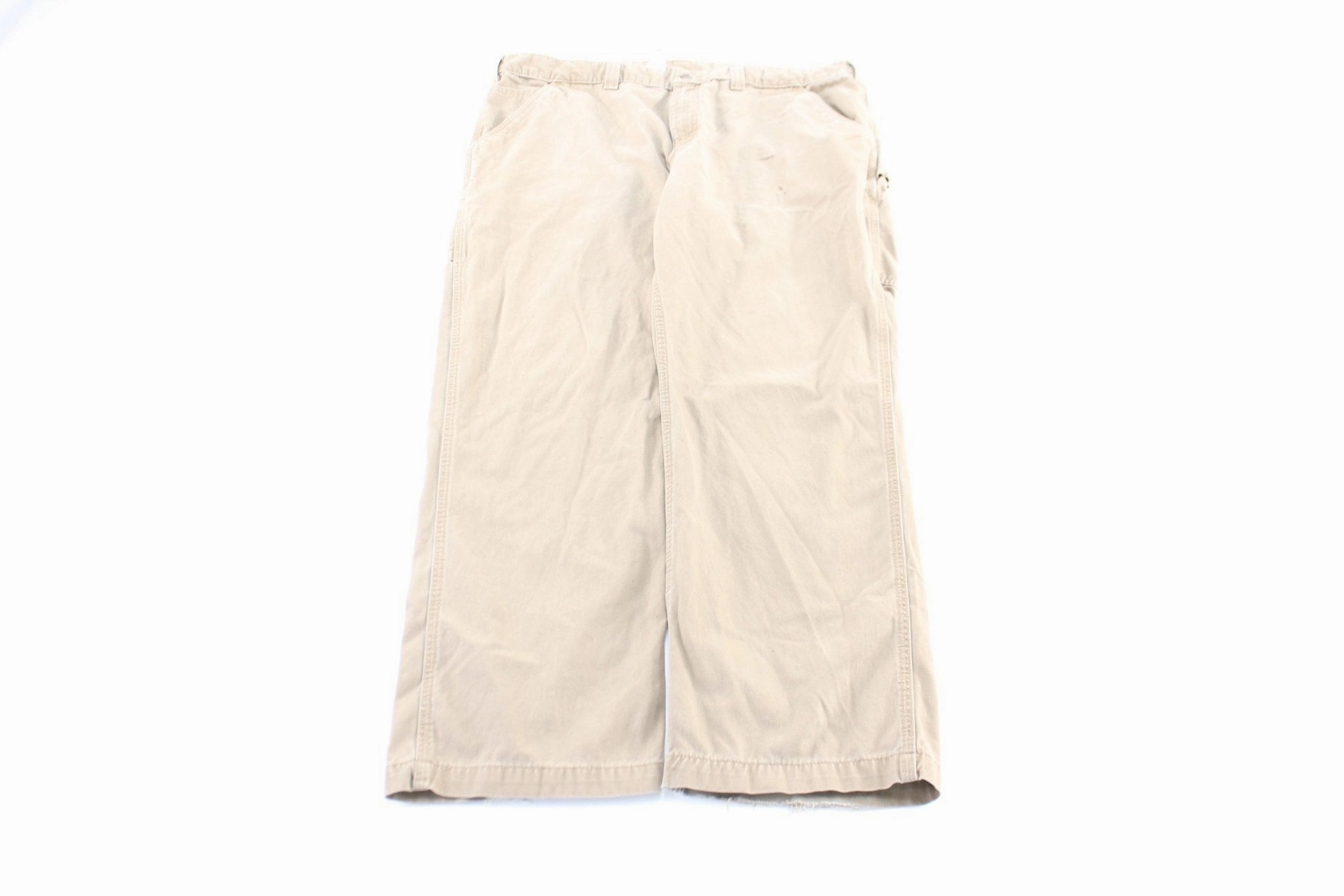 Carhartt Logo Patch Ligh Tan Carpenter Pants Core Fit Tough Materials