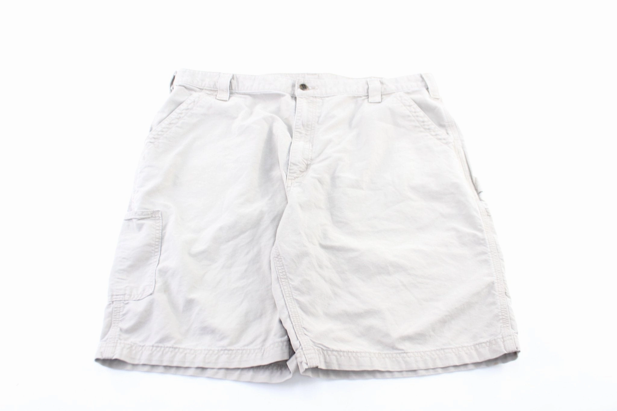 Carhartt Logo Patch Beige Carpenter Shorts Tapered Leg Design