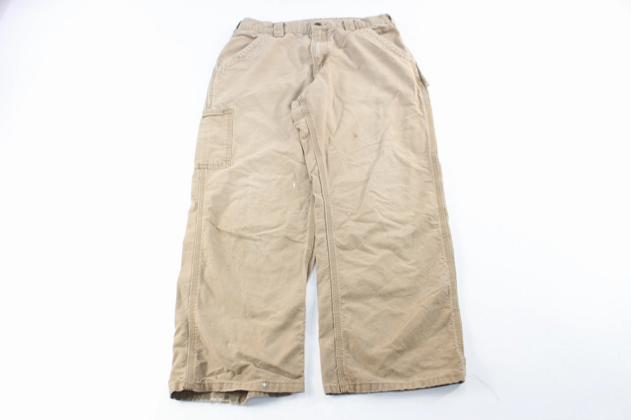 Chilly Weather Comfort Carhartt Logo Patch Tan Carpenter Pants