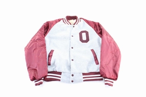Under Shell 80's Chalk Line Burgundy & Grey Varsity Jacket