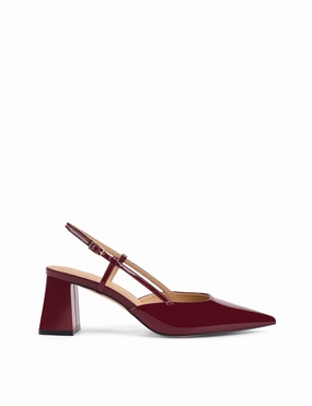 Yasmine Slingback Heels - Wine Patent Leather Library Stop